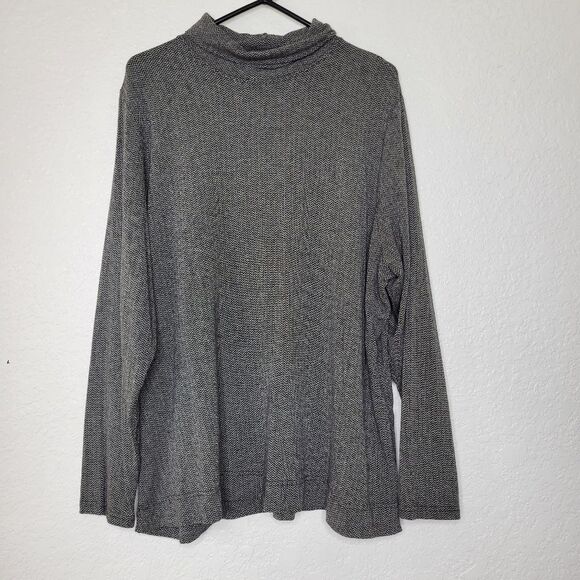 L.L. Bean Size 2X Gray Black Chevron Stripe Turtleneck Long Sleeve Shirt Top - Picture 8 of 8